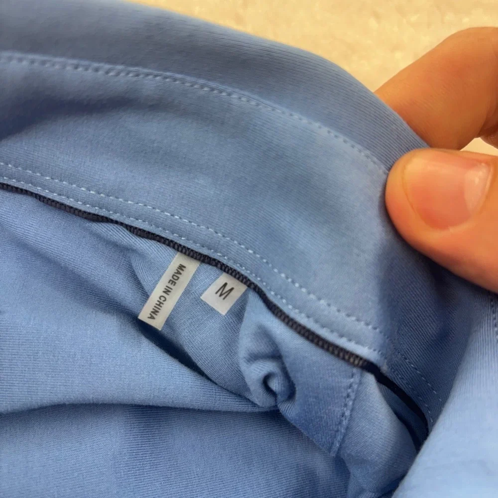 Bugatchi OoohCotton Tech Mens Short Sleeve Button Down Shirt Blue Size M Stretch